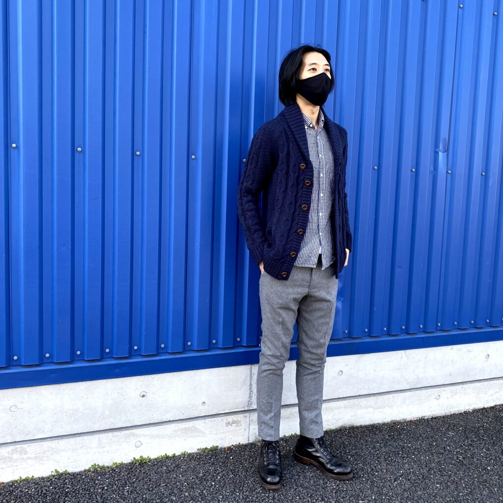 古着, コーディネート, 着こなし, リユース, furugist, フルギスト, FGT, アランニットコーデ, ショールカラーカーディガンコーデ, キレカジコーデ