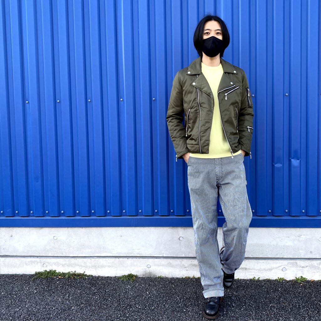 古着, コーディネート, 着こなし, リユース, furugist, フルギスト, FGT, ヒッコリー, ライダースコーデ