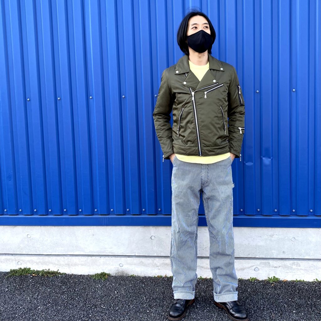 古着, コーディネート, 着こなし, リユース, furugist, フルギスト, FGT, ヒッコリー, ライダースコーデ